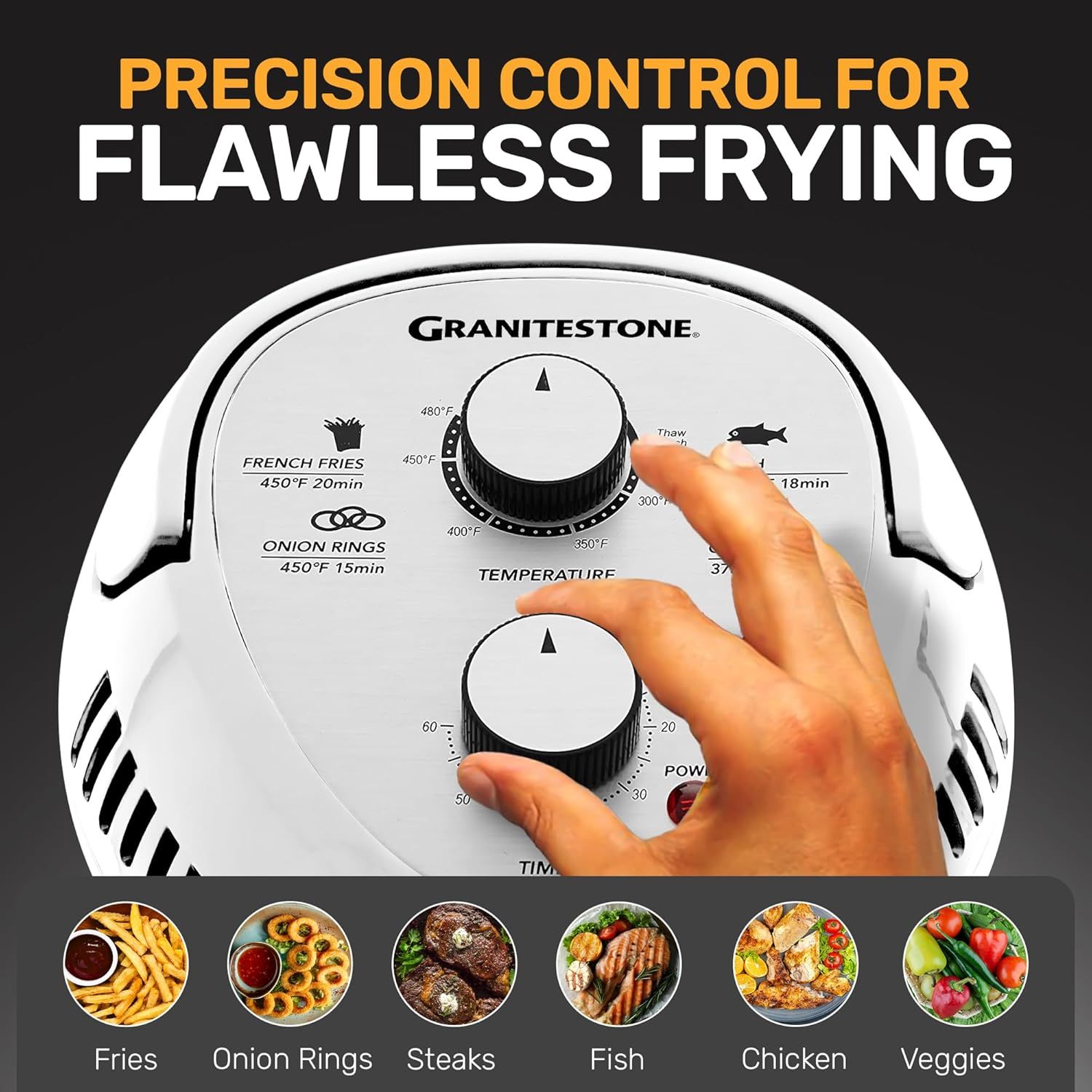 16qt extra large glass air fryer non toxic family sized 4 in 1 cooker with 3 cooking sections stainless steel racks for   chicken self cleaning dishwasher safe Product details 3