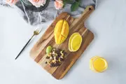 1 3pcs acacia wood cutting board paddle cutting board with handle knife friendly kitchen butcher block serving tray cracker platter details 7