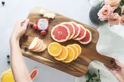 1 3pcs acacia wood cutting board paddle cutting board with handle knife friendly kitchen butcher block serving tray cracker platter details 4