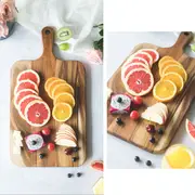 1 3pcs acacia wood cutting board paddle cutting board with handle knife friendly kitchen butcher block serving tray cracker platter details 6