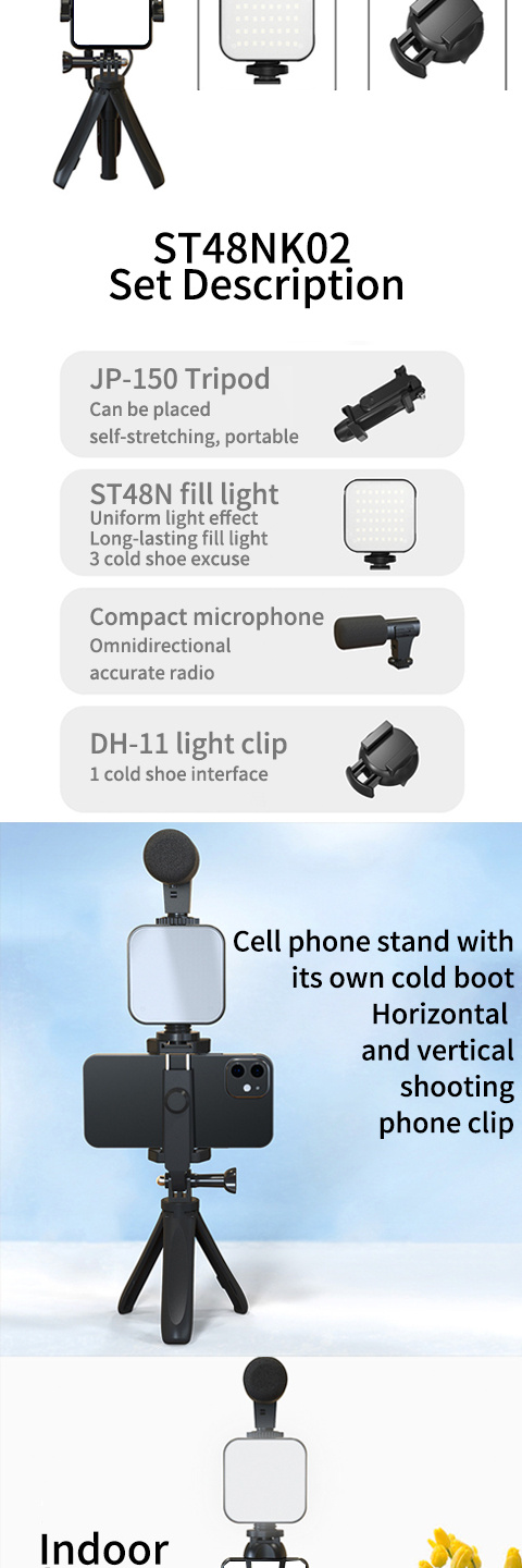 5 in1 led fill light desktop stand can be handheld selfie tripod details 2