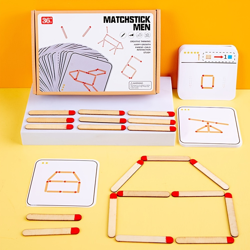 Matches Puzzle Game Wooden Toys Diy , Math Geometry Board Game Thinking