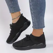 womens leisure knit sneakers breathable platform lace up low top casual shoes womens low top sport shoes details 5