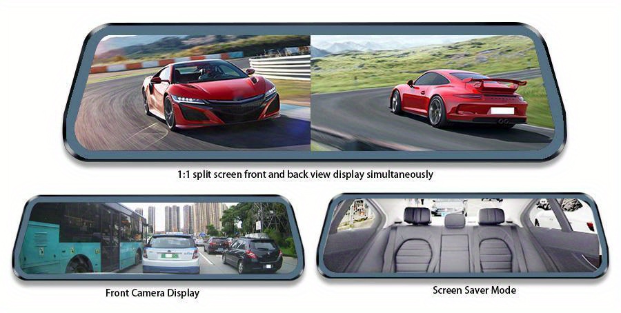mirror camera 1080p for car touch screen video recorder rearview mirror dash cam front and rear camera mirror dvr details 1