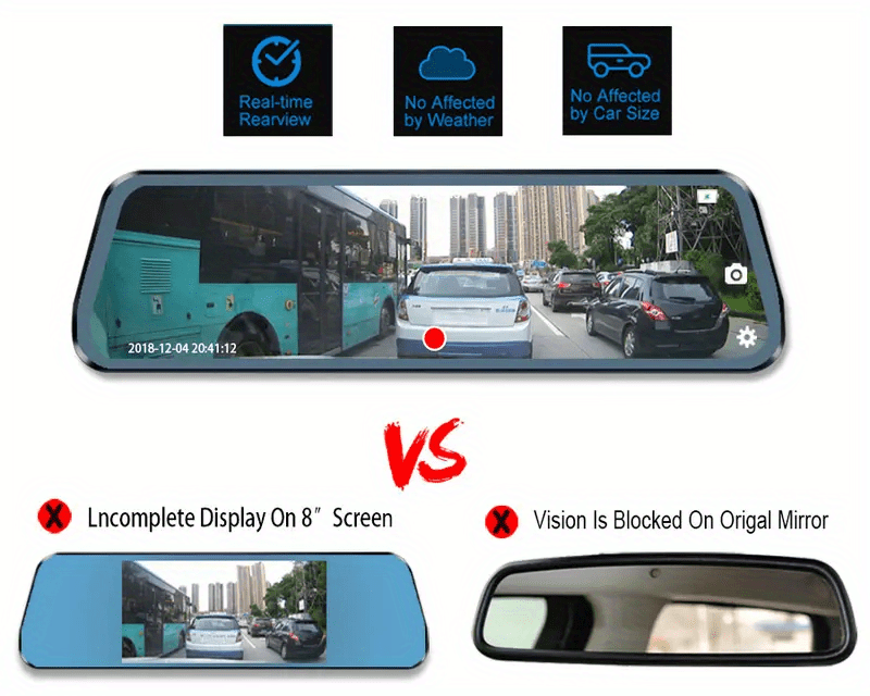 mirror camera 1080p for car touch screen video recorder rearview mirror dash cam front and rear camera mirror dvr details 0