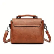 vintage turn lock square satchel bag solid color shoulder bag womens classic crossbody bag details 6