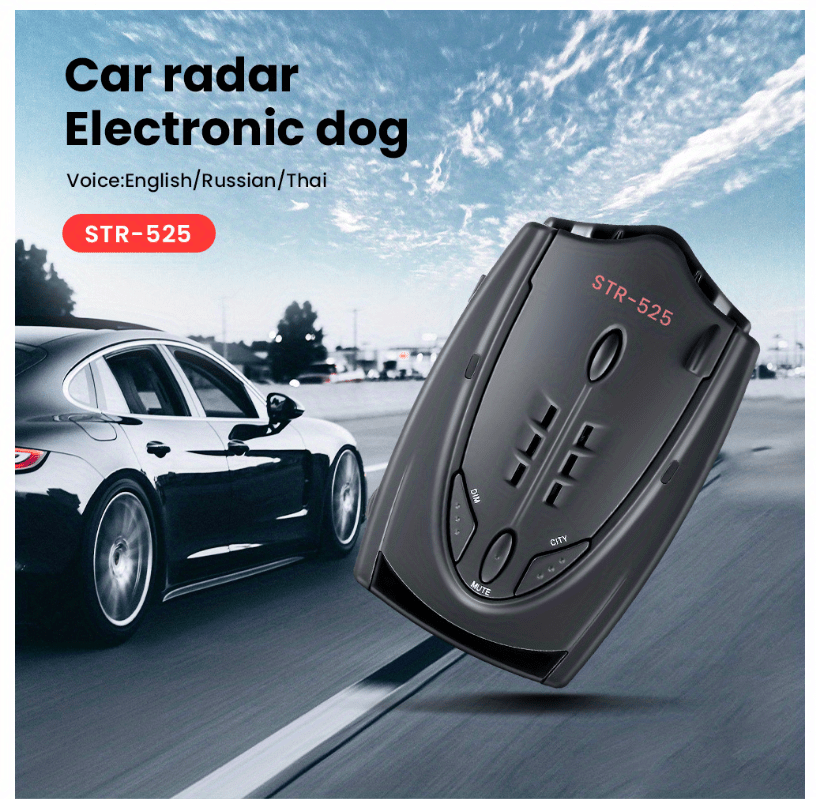 new upgraded car radar detector str 525 universal mobile speed radar detector device full frequency receiving x k ka ct with real time voice promp details 0