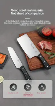 zhang xiao quan five piece kitchen knife set household vegetable cutting bone cutting dual purpose kitchen knife small kitchen knife fruit knife kitchen scissors solid wood knife holder with knife sharpener details 9