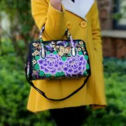 flower embroidered handbags ethnic style crossbody bag canvas satchel purse for women details 12