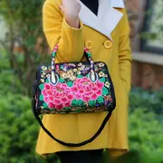 flower embroidered handbags ethnic style crossbody bag canvas satchel purse for women details 11