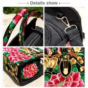 flower embroidered handbags ethnic style crossbody bag canvas satchel purse for women details 4