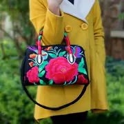 flower embroidered handbags ethnic style crossbody bag canvas satchel purse for women details 8
