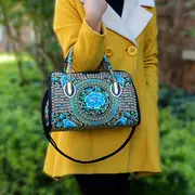 flower embroidered handbags ethnic style crossbody bag canvas satchel purse for women details 7