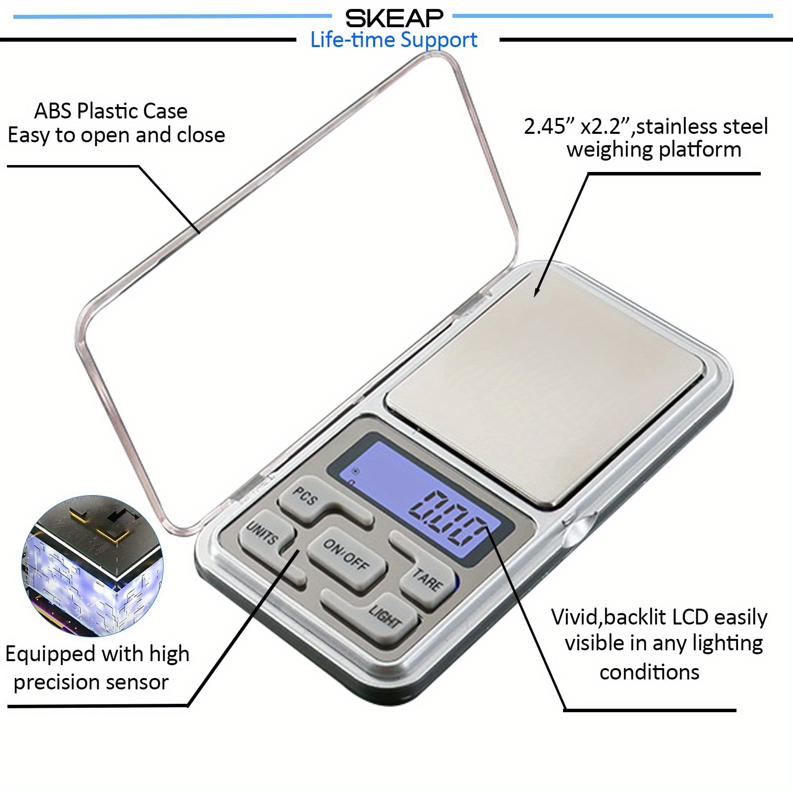 Balança De Alimentos, Balança De Bolso Digital, Balança De Alta Precisão De Capacidade 0,01 G, Mini Balança Eletrônica De Grama, Fácil De Transportar, Fonte De Alimentação: Pilhas AAA X2 (bateria Incluída * 2) Adequado Para Balança De Joias detalhes 6