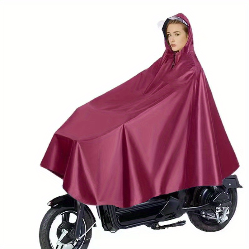 reusable rain pacho water tear resistant hooded raincoat solid color wheelchair rain protection rain jacket details 1