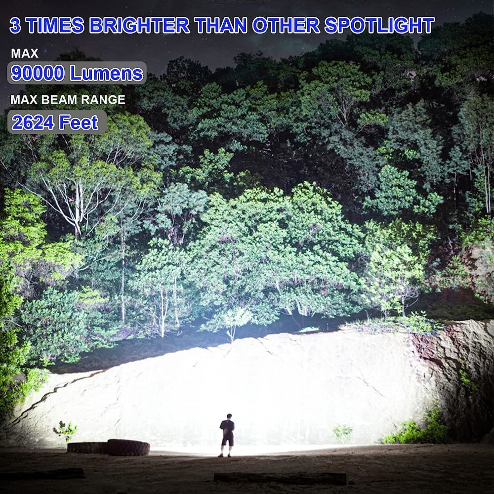 rechargeable spotlight flashlight ultra bright 200000 lumen spotlight with stand with 3 main modes and 4 color filters led spotlight outdoor handheld usb cable included suitable for boating hunting camping details 5