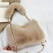 cute plush crossbody tote bag fluffy soft shoulder bag womens fashion handbag phone purse details 3