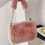 cute plush crossbody tote bag fluffy soft shoulder bag womens fashion handbag phone purse details 2