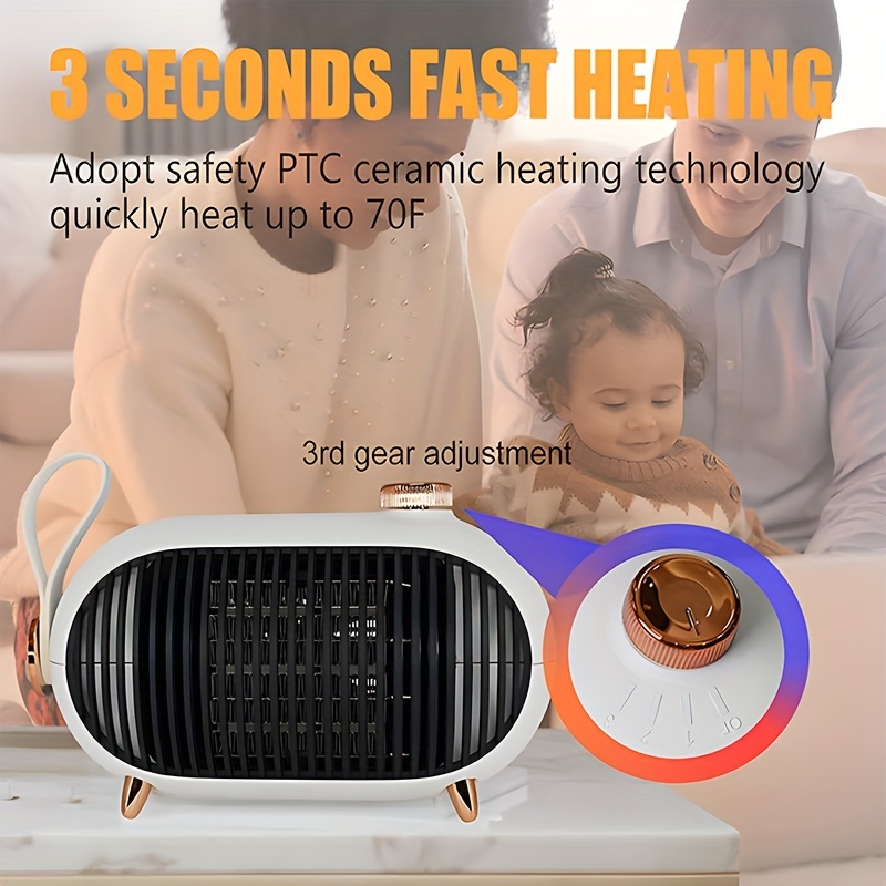 portable ptc cermic space heater with thermostat and fan 900w mini electric heater for indoor office desktop and home use and gifting during fall and winter seasons energy efficient and safe heating solution details 4