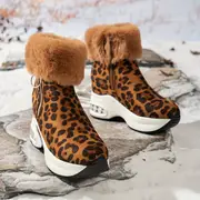 womens platform snow boots casual side zipper plush lined boots comfortable winter boots details 22