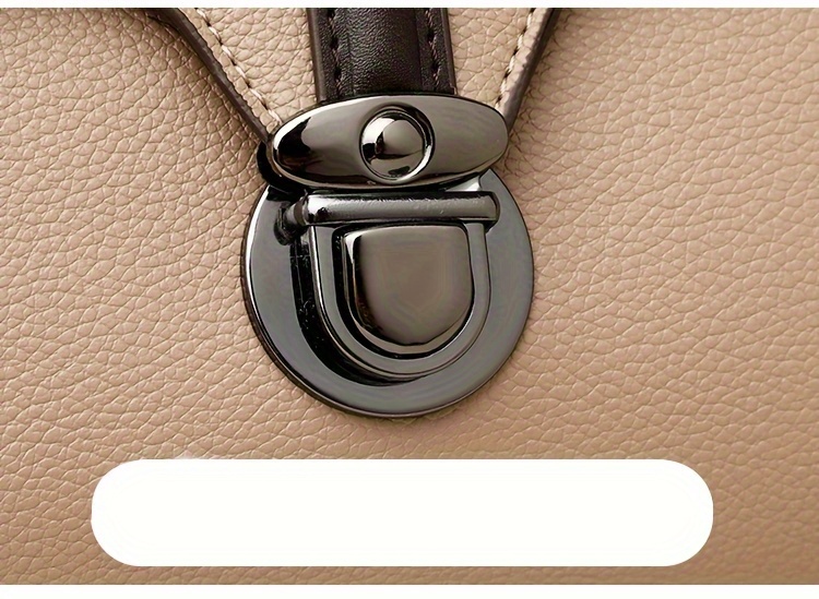 mini color contrast handbag women pu leather crossbody bag fashion turn lock flap purse details 16
