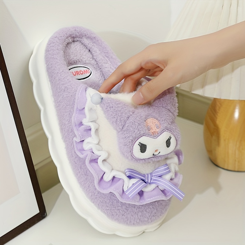 cute cartoon sanrio kulomi novelty slippers hellokitty melody kawaii non slip soft fuzzy home slippers plush cozy shoes details 2