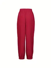 plus size casual pants womens plus solid drawstring side pocket cuffed pants details 16