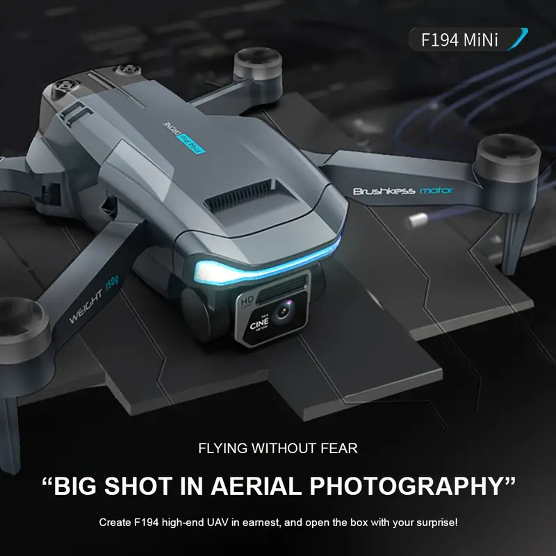 f194 foldable drone with 2 batteries dual hd cameras rechargeable battery optical flow gps mode one key return perfect toy and gift for adults details 0