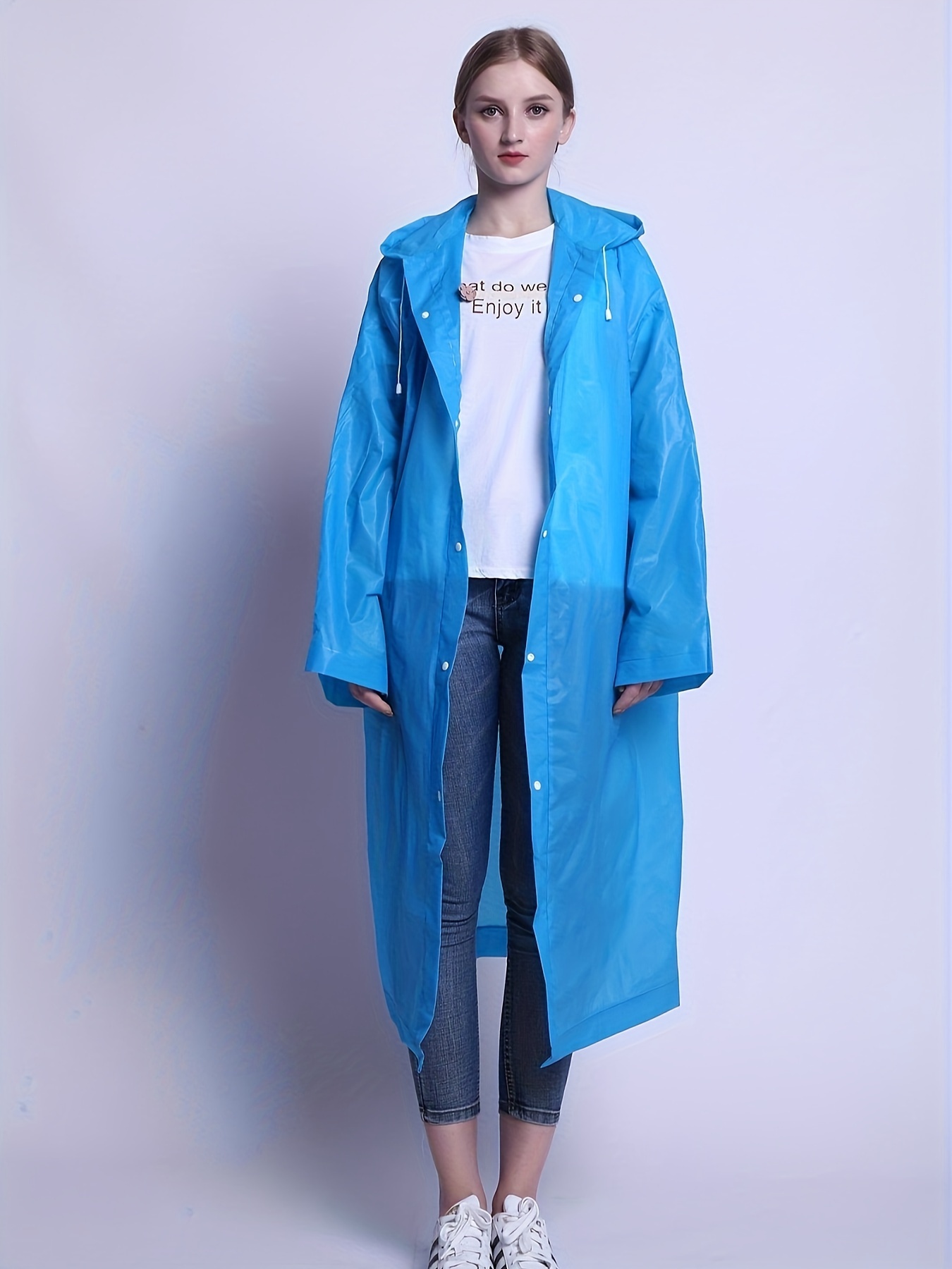 fashionable and lightweight reusable raincoat travel poncho for women thickened eva material provides ultimate protection from rain and wind ideal for outdoor activities details 1