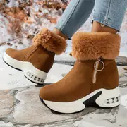 womens platform snow boots casual side zipper plush lined boots comfortable winter boots details 15