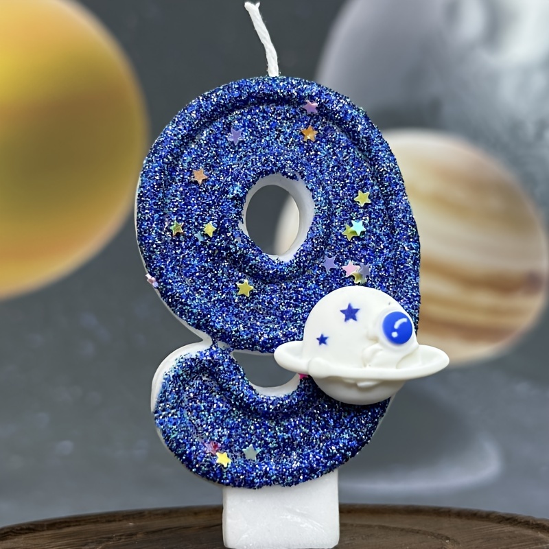 outer space universe numbers candles astronaut rocket cake