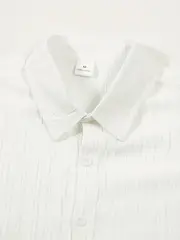 mens casual striped short sleeve sweatsuit set with button shirt collar and elastic waist pants woven polyester spandex blend two piece set with belt detail for summer details 15