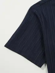 mens casual striped short sleeve sweatsuit set with button shirt collar and elastic waist pants woven polyester spandex blend two piece set with belt detail for summer details 27