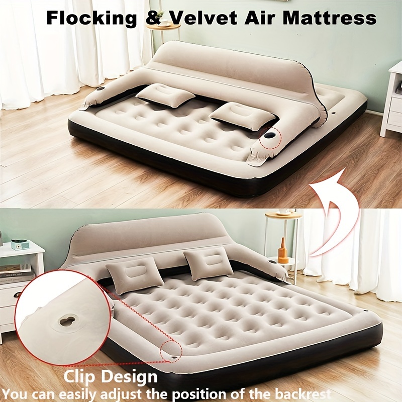 luxury inflatable bed inflatable mattress outdoor inflatable mattress inflatable bed with headboard and pillows portable foldable inflatable sleeping pad mattress with backrest suitable for indoor outdoor camping hiking and beach use Product details 1