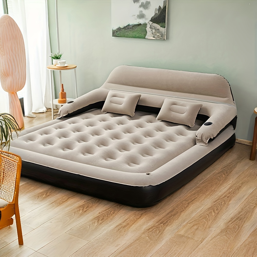 luxury inflatable bed inflatable mattress outdoor inflatable mattress inflatable bed with headboard and pillows portable foldable inflatable sleeping pad mattress with backrest suitable for indoor outdoor camping hiking and beach use Product details 2