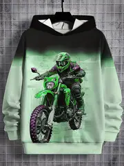 casual fashion style gradient style motorcycle boy print pattern outdoor leisure comfortable hoodie top details 4