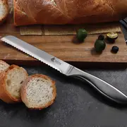 serrated bread knife stainless steel blade bread slicing knife sharp knife bread cutter for outdoor picnic bread bagels cake details 3