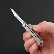 portable titanium alloy folding knife sharp art paper cutting with replaceable blades details 3