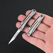 portable titanium alloy folding knife sharp art paper cutting with replaceable blades details 4