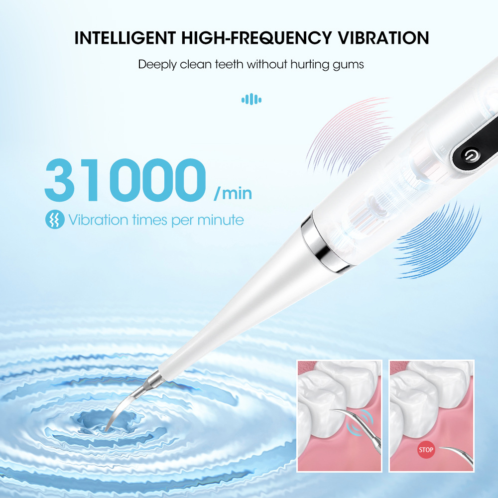 waterproof ultrasonic electric dental calculus remover with 5 modes and 3 replaceable toothbrush heads for whitening and cleaning at home and travel details 1