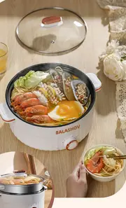 1 5l 3l electric hot pot portable electric skillet with nonstick coating over heating and boil dry protection for stir fry steak for rv travel home details 7