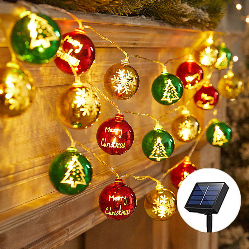 1 pack 5m 20led solar led christmas ball string lights solar christmas tree decoration outdoor waterproof christmas light colorful ball luminous pendant details 0