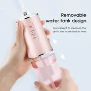 1 set electric water flossers for teeth whitening dental oral irrigator with 1 4  tips nozzles 3 cleaning modes 220ml reservoir rechargeable cordless waterproof whitening teeth brush kit at home and travel details 5