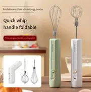 rechargeable cordless electric whisk with 2 replacement heads for brownies cakes doughs and meringues great for home outdoor camping baking lightweight and portable easier to send to relatives and friends details 4