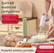 rechargeable cordless electric whisk with 2 replacement heads for brownies cakes doughs and meringues great for home outdoor camping baking lightweight and portable easier to send to relatives and friends details 5