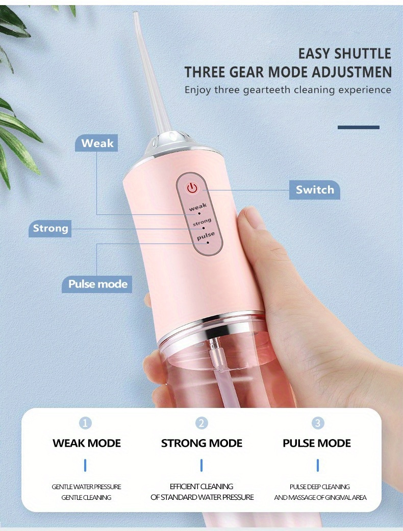 1 set electric water flossers for teeth whitening dental oral irrigator with  tips nozzles reservoir rechargeable cordless waterproof whitening teeth brush kit at home and travel details 2